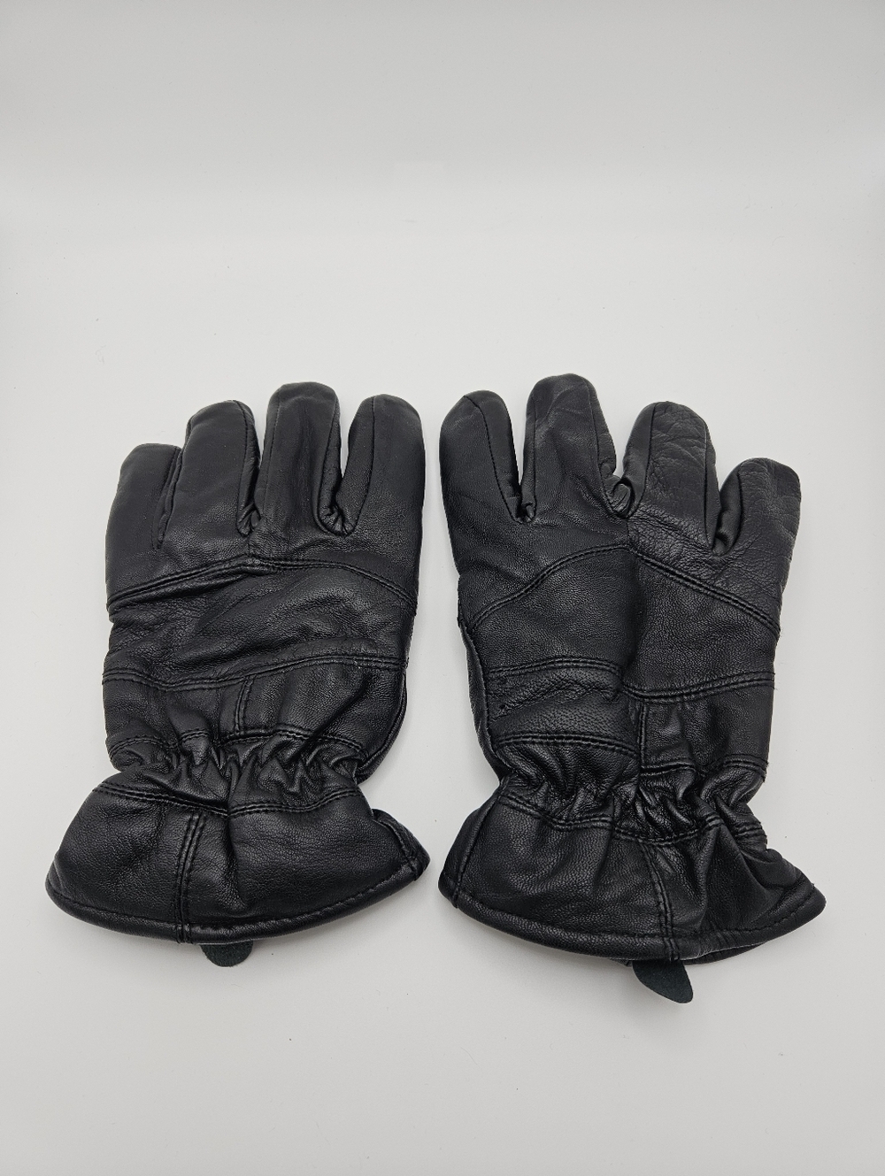 black leather gloves with fleece lining large